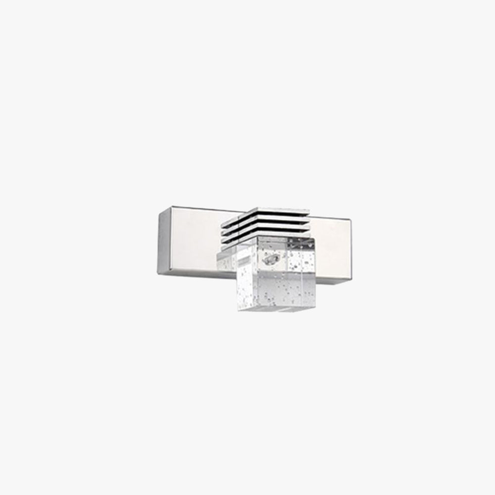 Arisha Applique Murale à Miroir Carrée Moderne, Métal/Cristal, Argent, Salle de Bain - Neutralighting