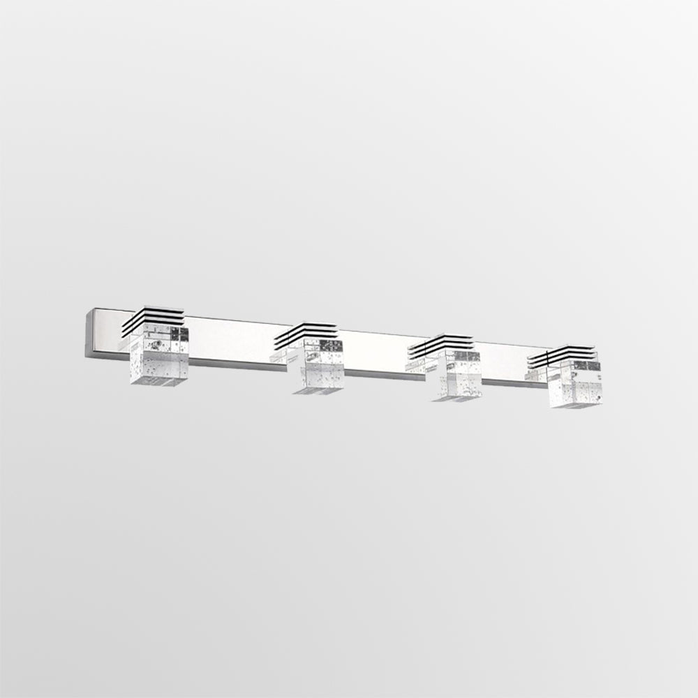Arisha Applique Murale à Miroir Carrée Moderne, Métal/Cristal, Argent, Salle de Bain - Neutralighting