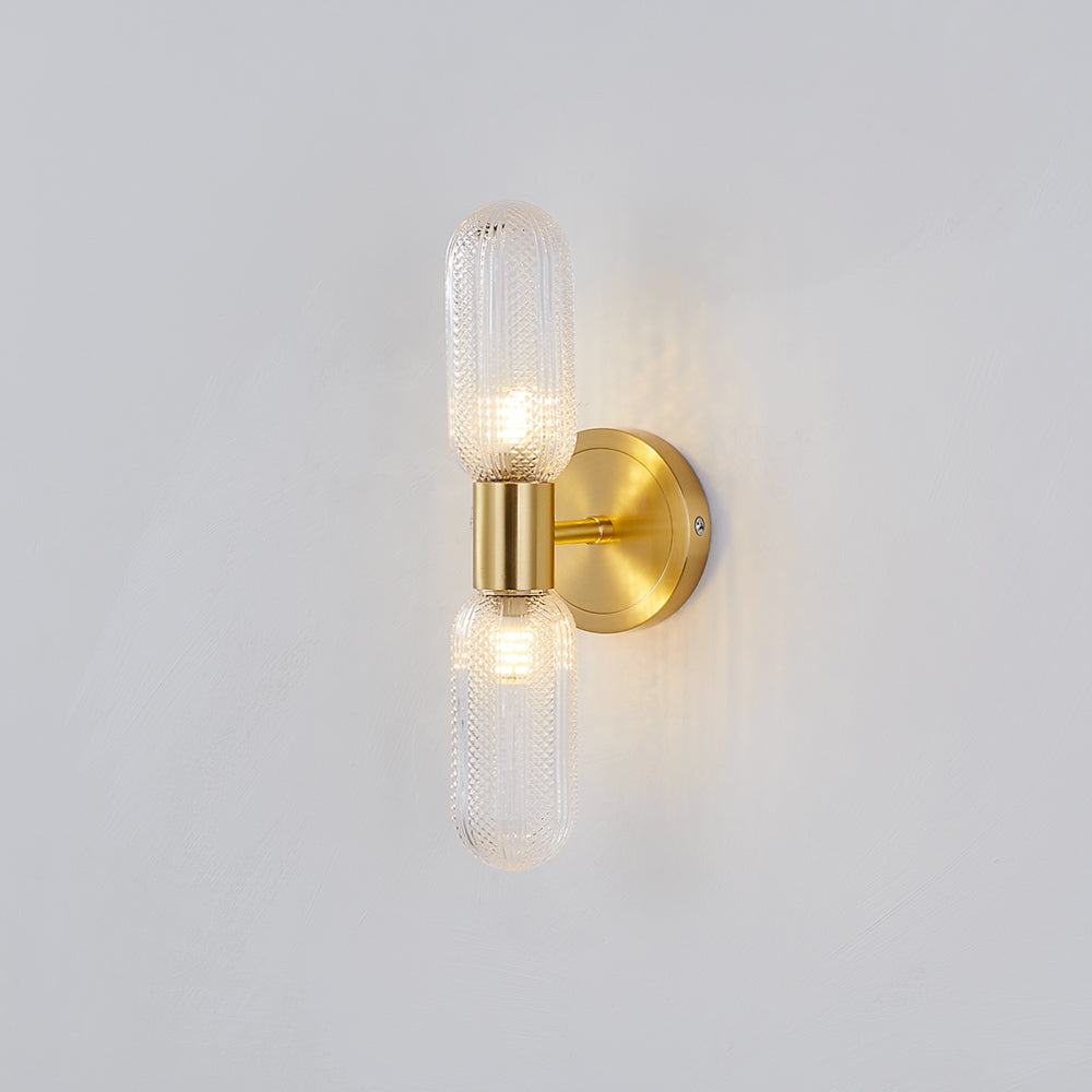 Valentina Applique Murale Luxe à Double Lumières, Métal/Verre, Or, Chambre - Neutralighting