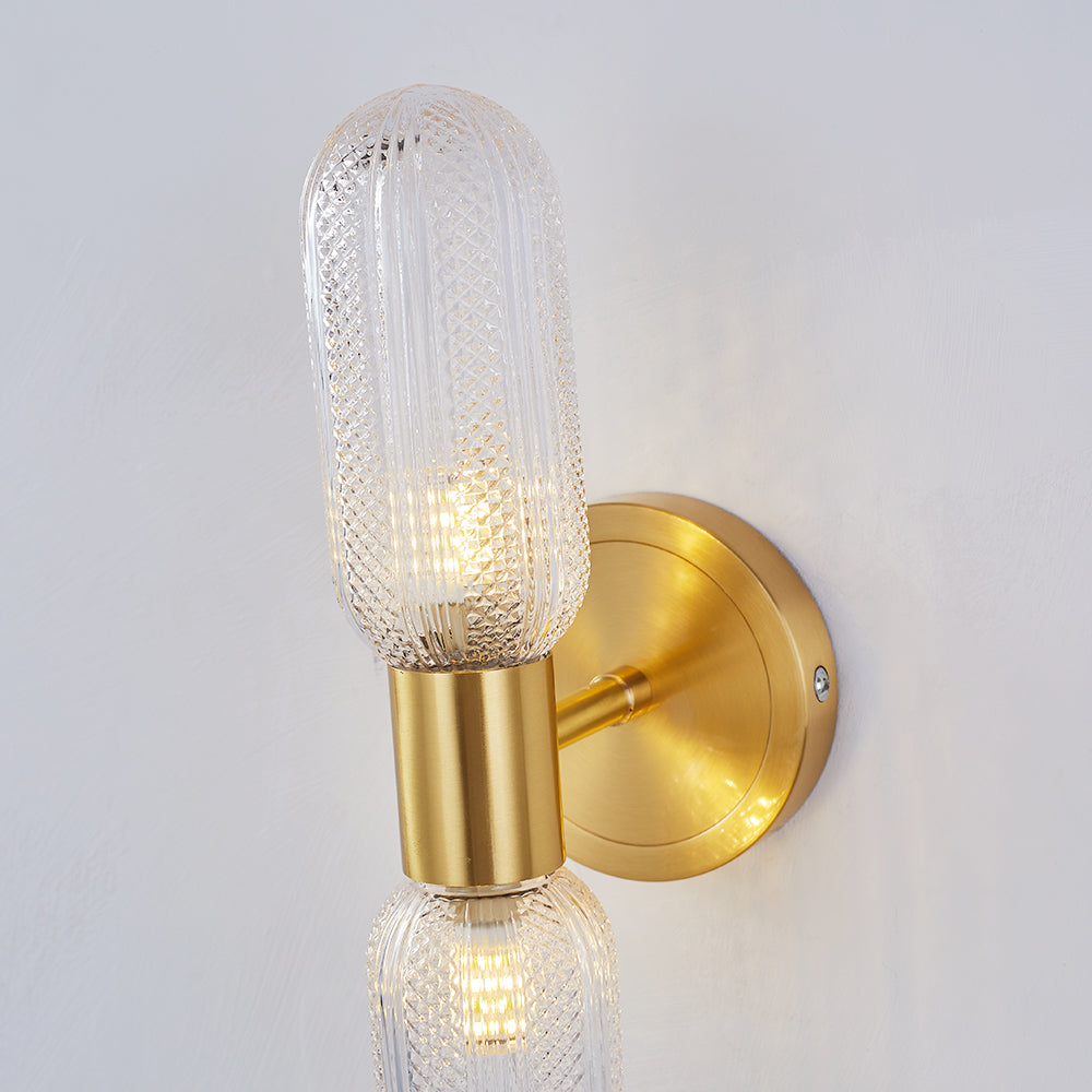 Valentina Applique Murale Luxe à Double Lumières, Métal/Verre, Or, Chambre - Neutralighting