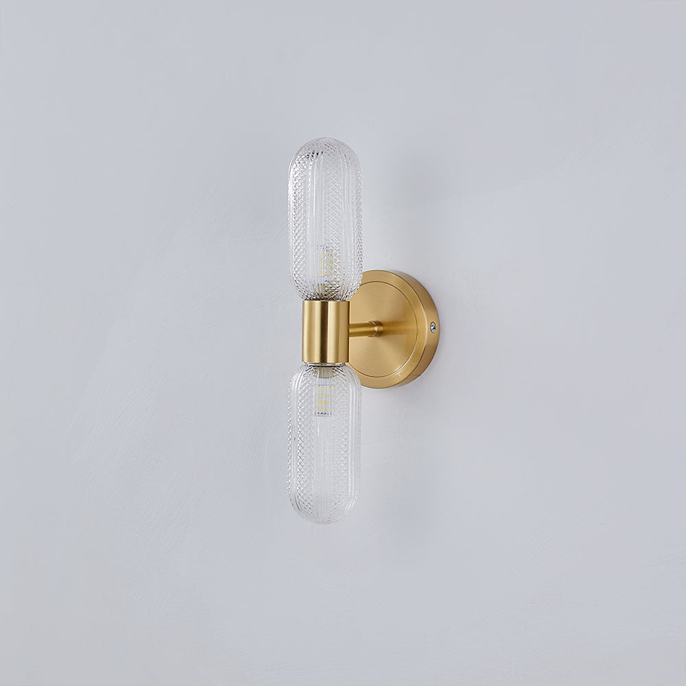 Valentina Applique Murale Luxe à Double Lumières, Métal/Verre, Or, Chambre - Neutralighting