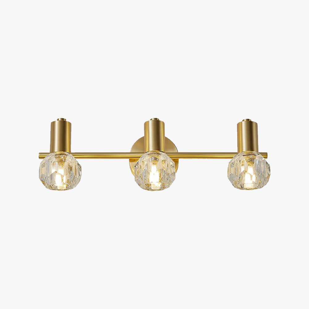 Kristy Applique Murale Miroir Globe Simple, Métal/Cristal, Doré, Salle de Bain - Neutralighting