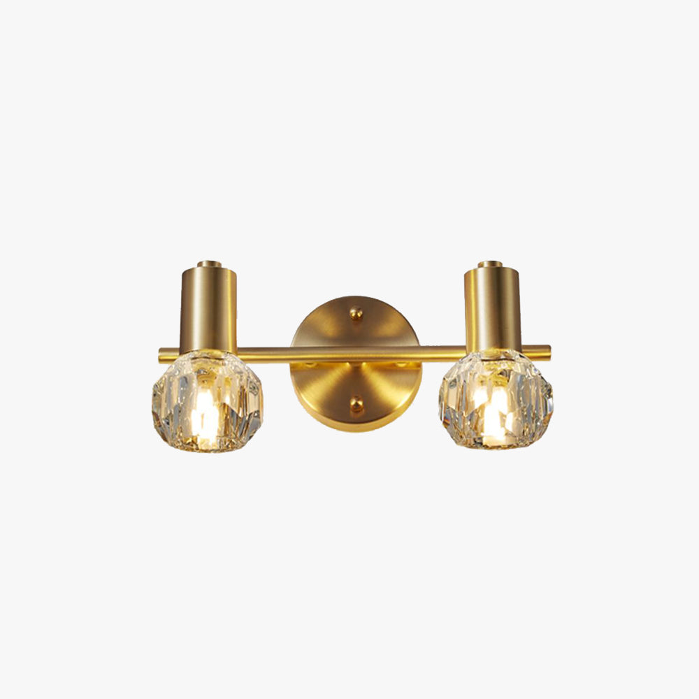 Kristy Applique Murale Miroir Globe Simple, Métal/Cristal, Doré, Salle de Bain - Neutralighting