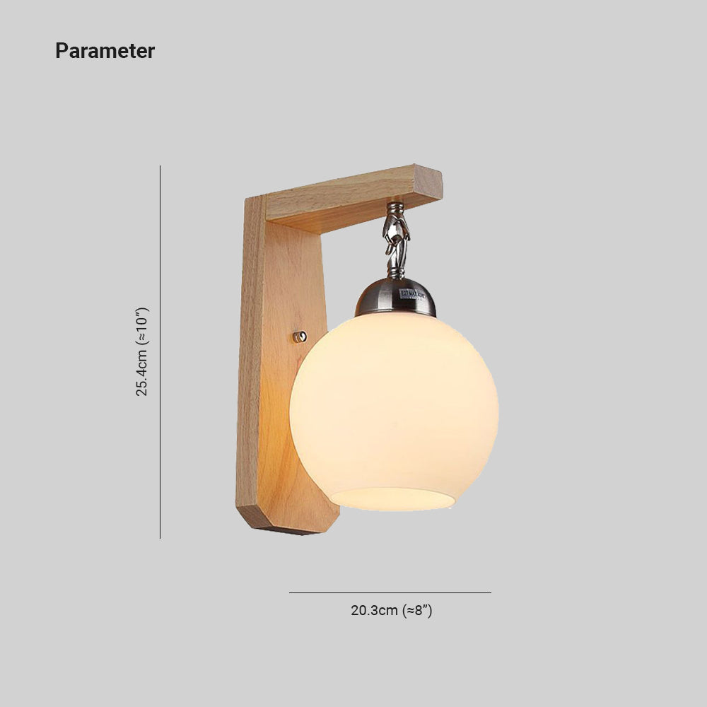 Muto Applique Globe Scandinave, Bois/Verre/Métal, Beige, Salon - Neutralighting