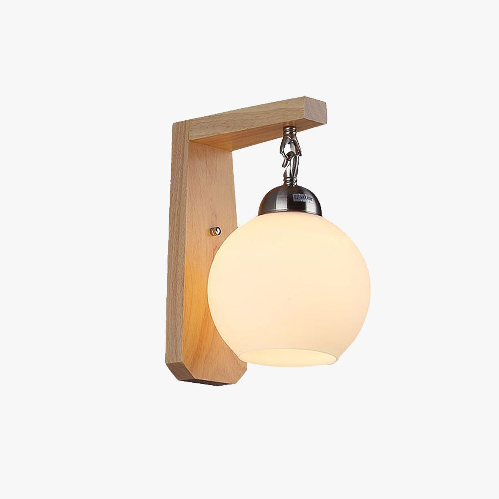 Muto Applique Globe Scandinave, Bois/Verre/Métal, Beige, Salon - Neutralighting