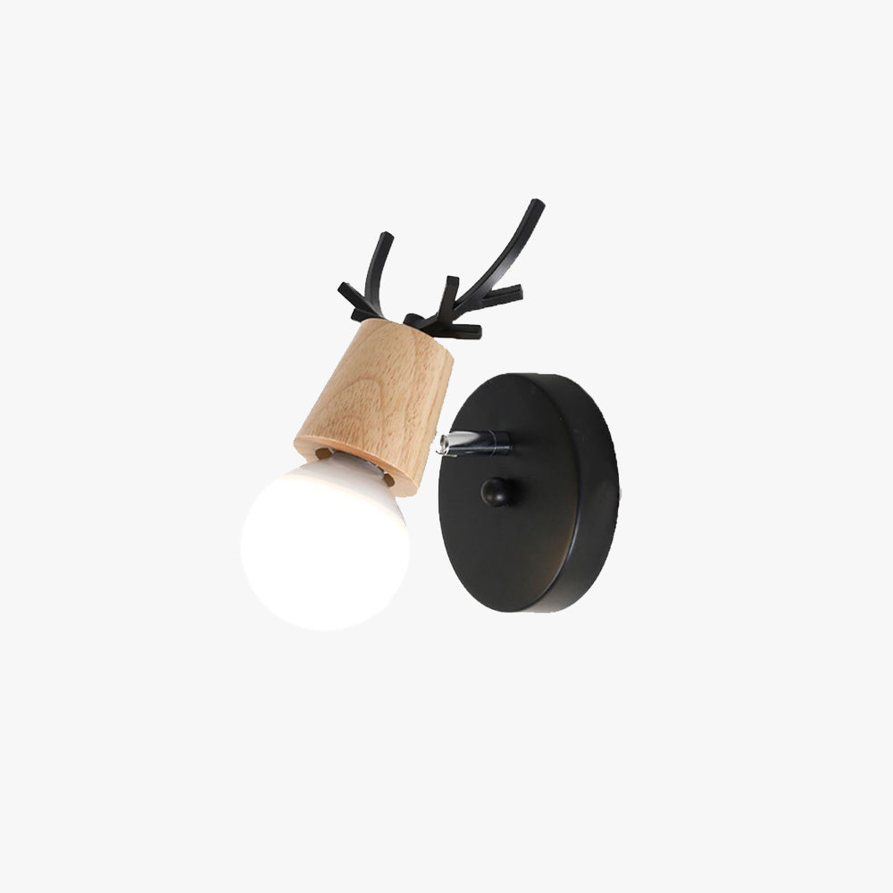 Muto Applique Murale Cerf Moderne, Bois/Verre, Blanc/Noir, Salle à Manger - Neutralighting