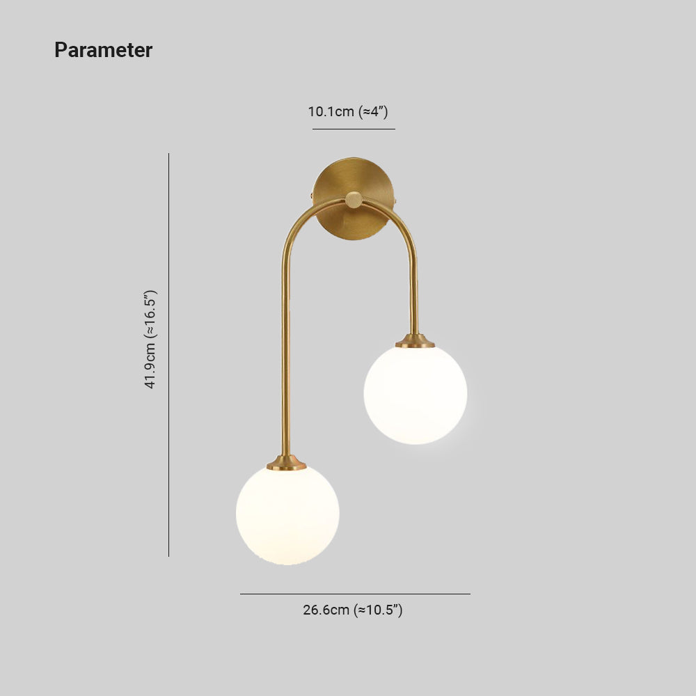 Valentina Applique Murale Globe Moderne, Métal/Verre, Laiton, Salon - Neutralighting