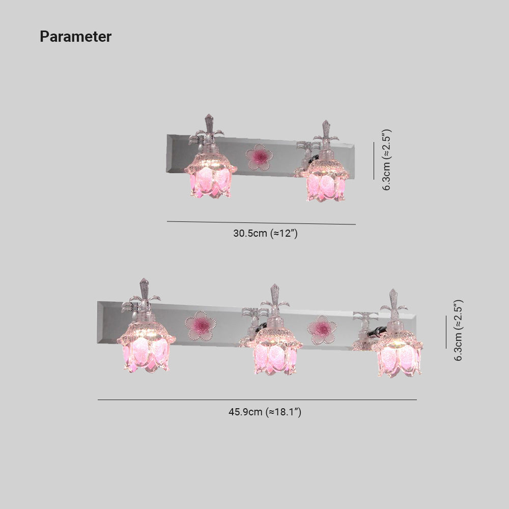 Ray Applique Murale Fleur Moderne, Métal/Verre, Rose, Chambre - Neutralighting