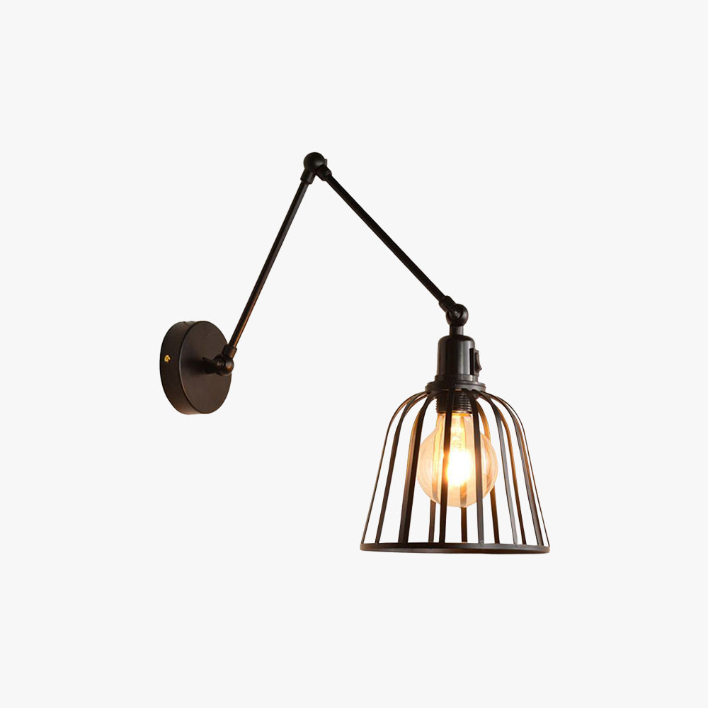 Silva Applique Murale Orientable Industrielle, Métal, Noir, Salon