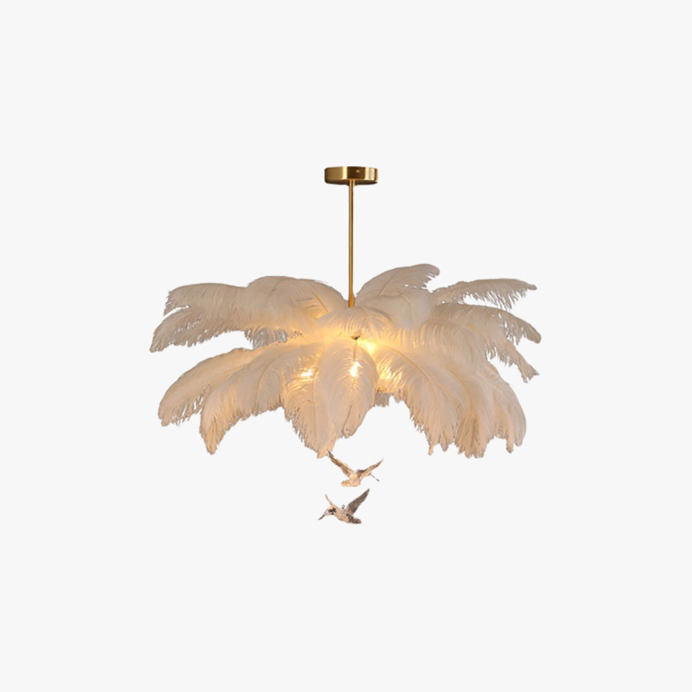 O'Moore Lustre Fleur Naturel Verre/Plume Blanc Salon