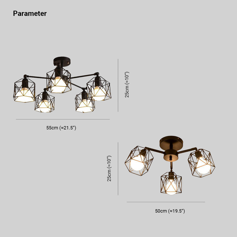 Arisha Plafonnier Multi Moderne, Métal, Noir, Salon - Neutralighting
