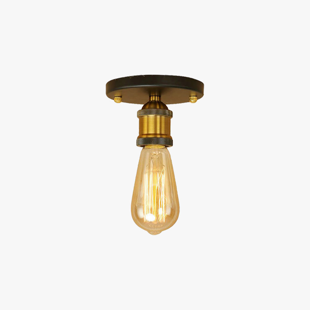 Silva Plafonnier Ampoule Vintage, Métal, Noir/Laiton/Rouille/Chromé, Salon - Neutralighting