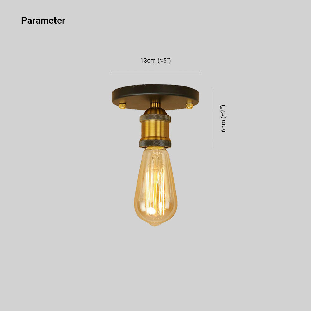 Silva Plafonnier Ampoule Vintage, Métal, Noir/Laiton/Rouille/Chromé, Salon - Neutralighting