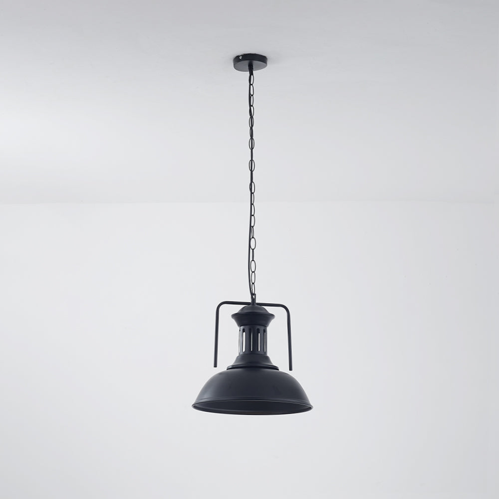 Silva Suspension Dôme Industrielle, Métal, Noir/Noir Blanc/Rouille, Salon - Neutralighting