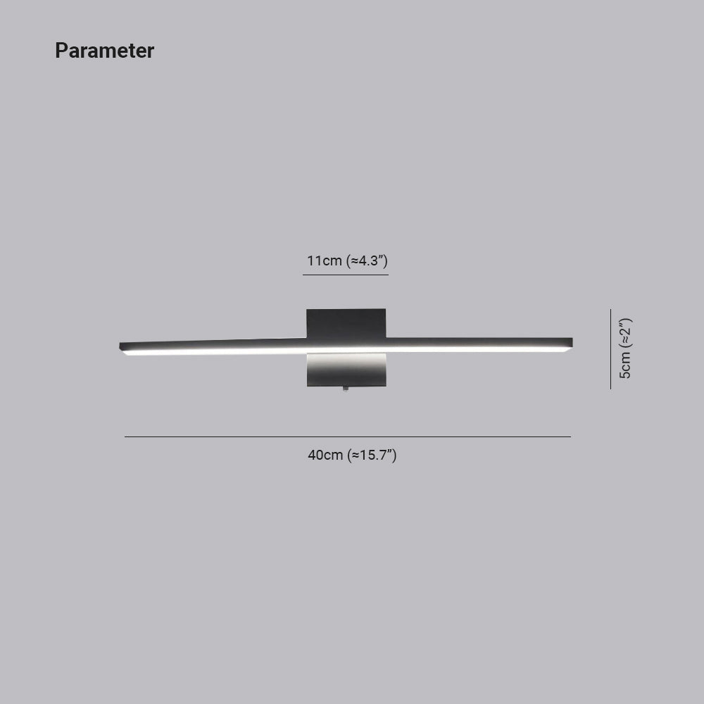 Ray Applique Murale LED Linéaire/Rectangulaire, Métal/Acrylique, Noir/Argent, Salle de Bain - Neutralighting
