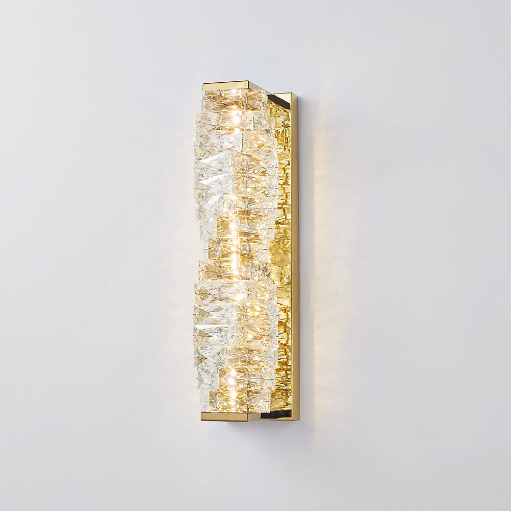 Kristy Applique Murale Rectangulaire Luxe, Métal/Cristal, Or/Chormé, Salon - Neutralighting