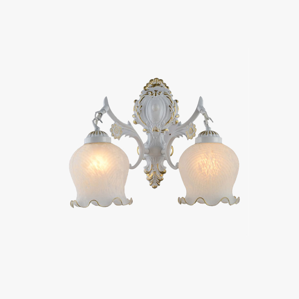 Ray Applique Fleur Vintage, Métal/Verre, Blanc/Bronze, Salon - Neutralighting