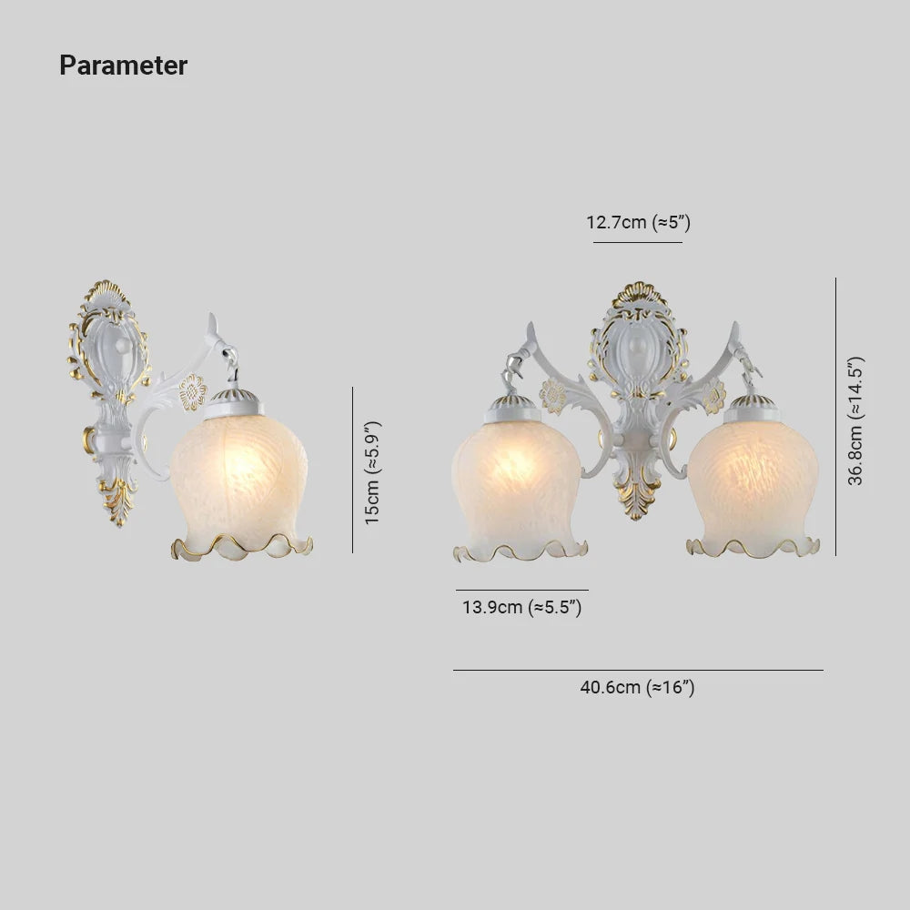 Ray Applique Fleur Vintage, Métal/Verre, Blanc/Bronze, Salon - Neutralighting
