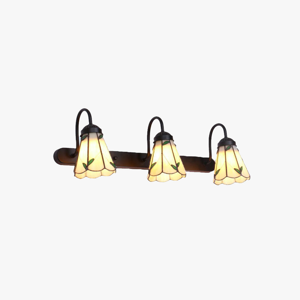 Tiffany Applique Murale Fleur Vintage, Métal, Noir/Bleu/Blanc, Salle de Bain - Neutralighting