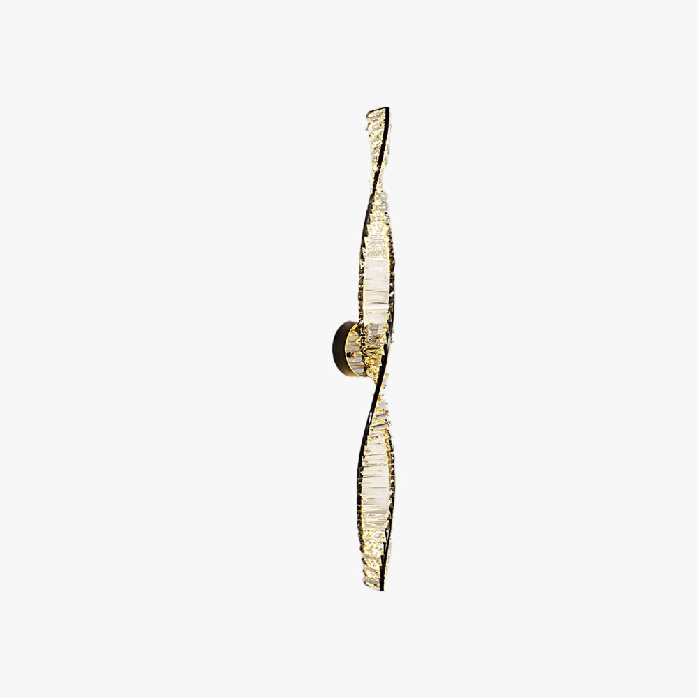 Kristy Applique Murale Spirale Design, Métal/Cristal, Noir/Or, Chambre - Neutralighting