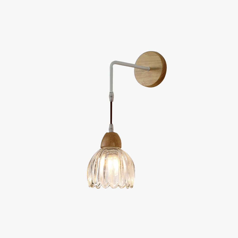Arisha Applique Murale Fleur Moderne, Bois/Verre, Bois, Cuisine/Couloir - Neutralighting