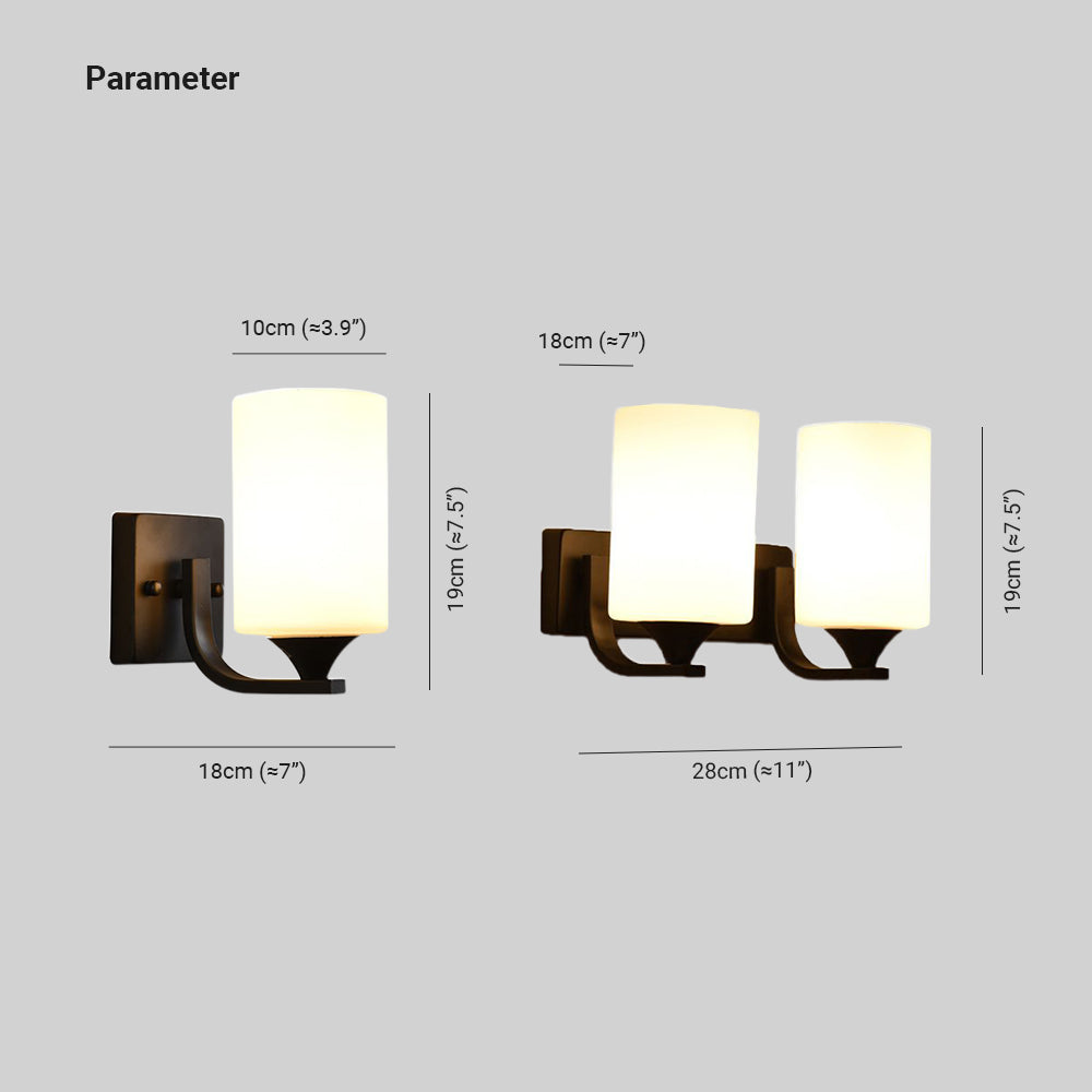 Tiffany Applique Murale Miroir Cylindrique Moderne, Verre/Métal, Noir/Chromé, Salon - Neutralighting