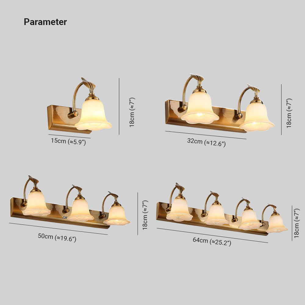 Ray Applique Murale Miroir Fleur Rétro, Métal/Verre, Or, Salle de Bain - Neutralighting