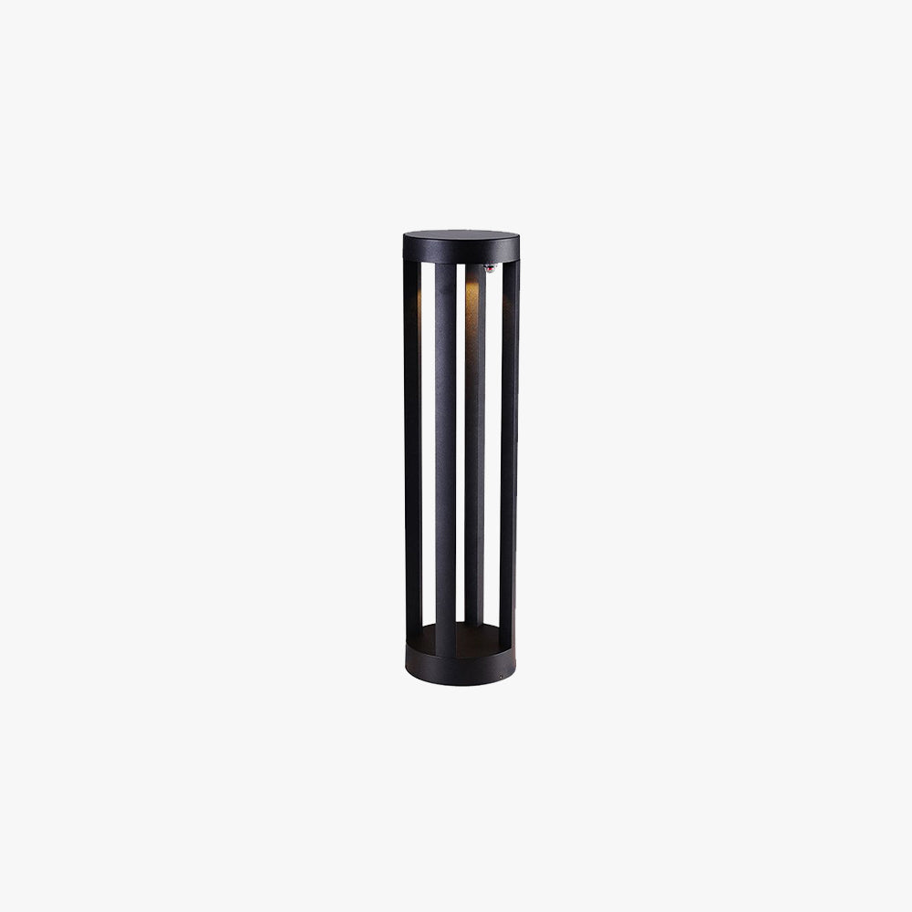 Ray Borne Extérieure Cylindre Minimaliste, Métal, Noir, Cour