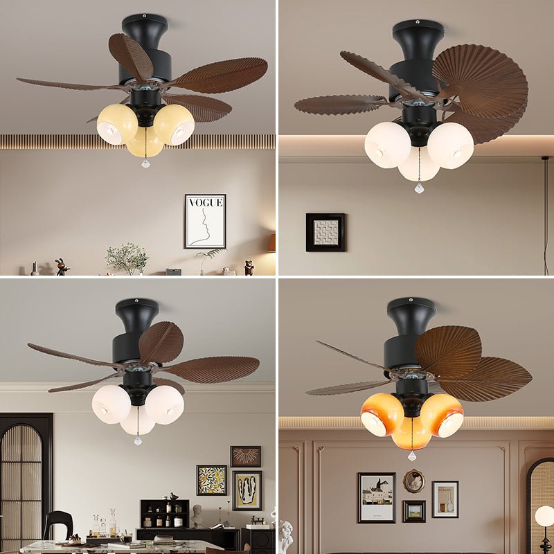Plafonnier Ventilateur Liora Tropical en Verre installé au plafond