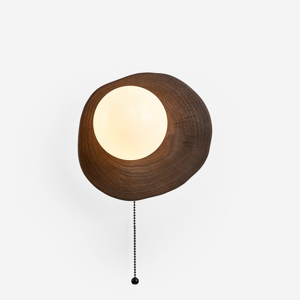 Bacia Applique Murale Anneau Sculpté En Bois Sphère En Verre - Neutralighting