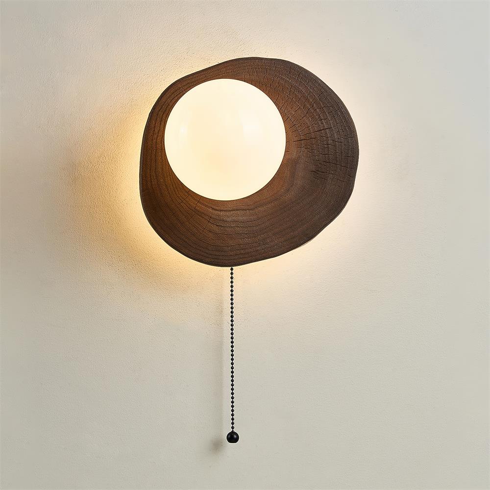 Bacia Applique Murale Anneau Sculpté En Bois Sphère En Verre - Neutralighting