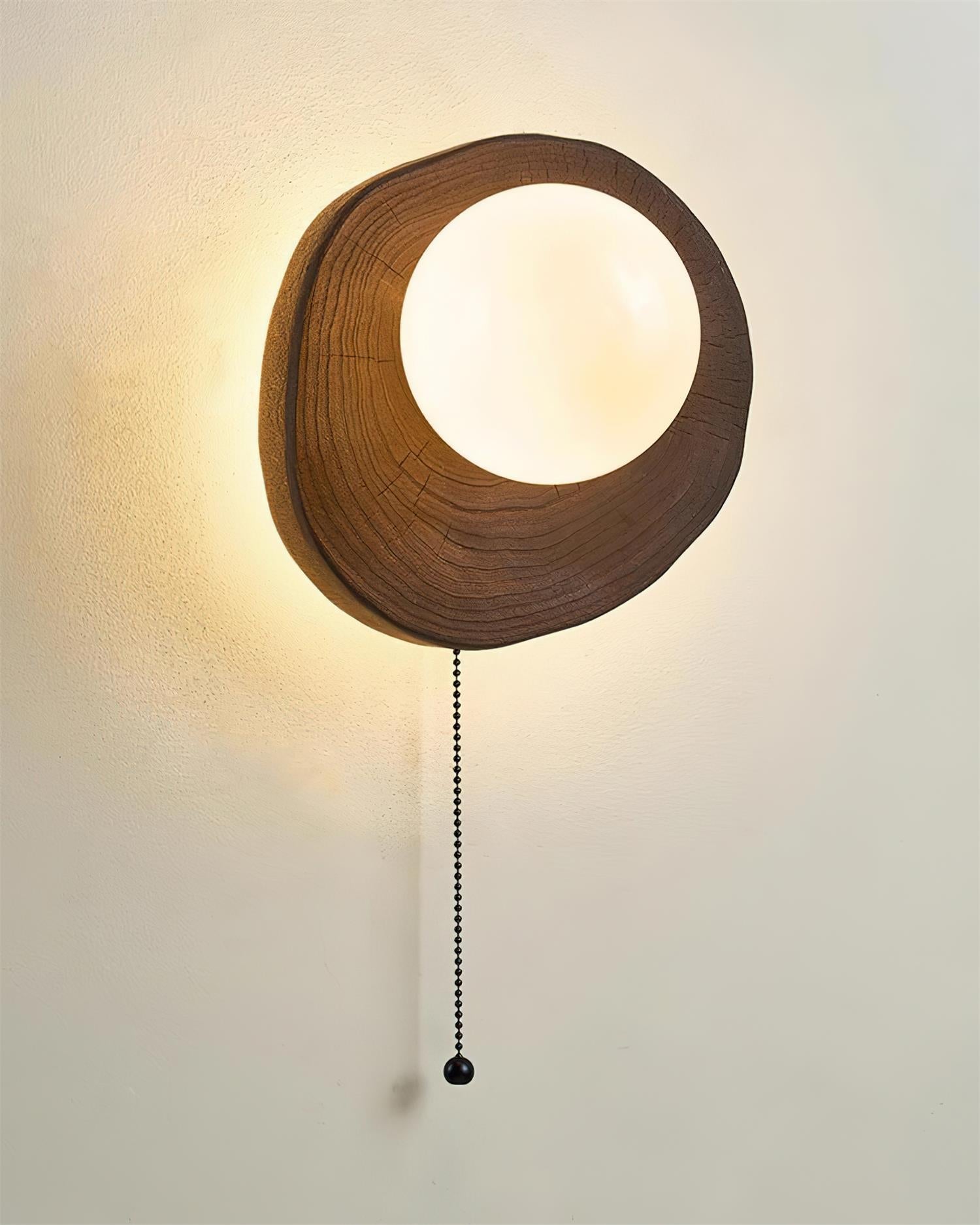 Bacia Applique Murale Anneau Sculpté En Bois Sphère En Verre - Neutralighting