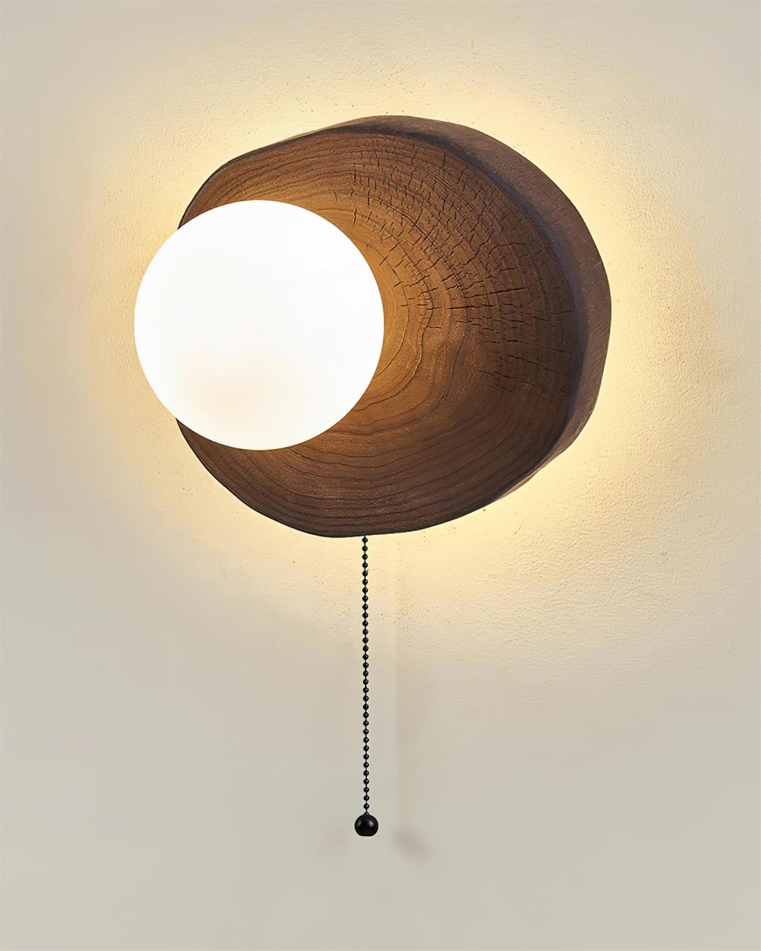 Bacia Applique Murale Anneau Sculpté En Bois Sphère En Verre - Neutralighting