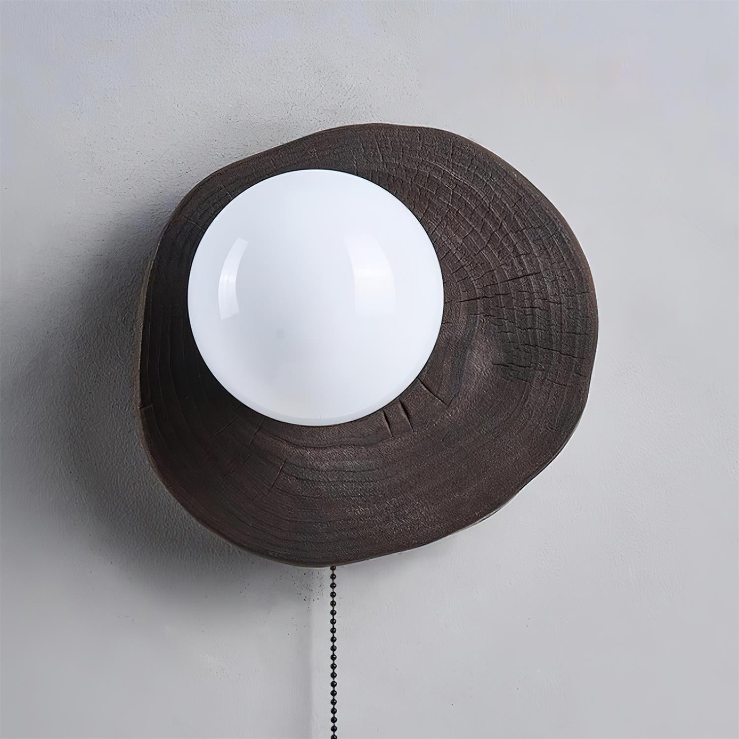 Bacia Applique Murale Anneau Sculpté En Bois Sphère En Verre - Neutralighting