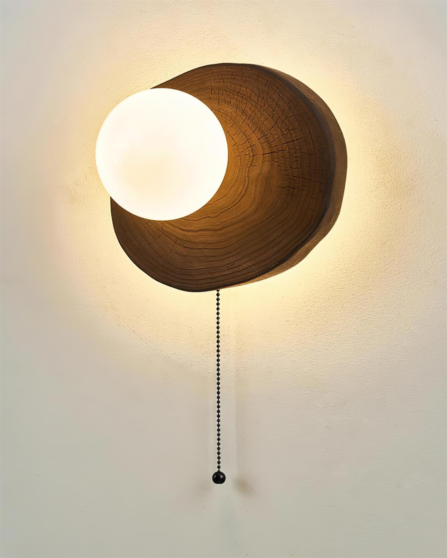 Bacia Applique Murale Anneau Sculpté En Bois Sphère En Verre - Neutralighting