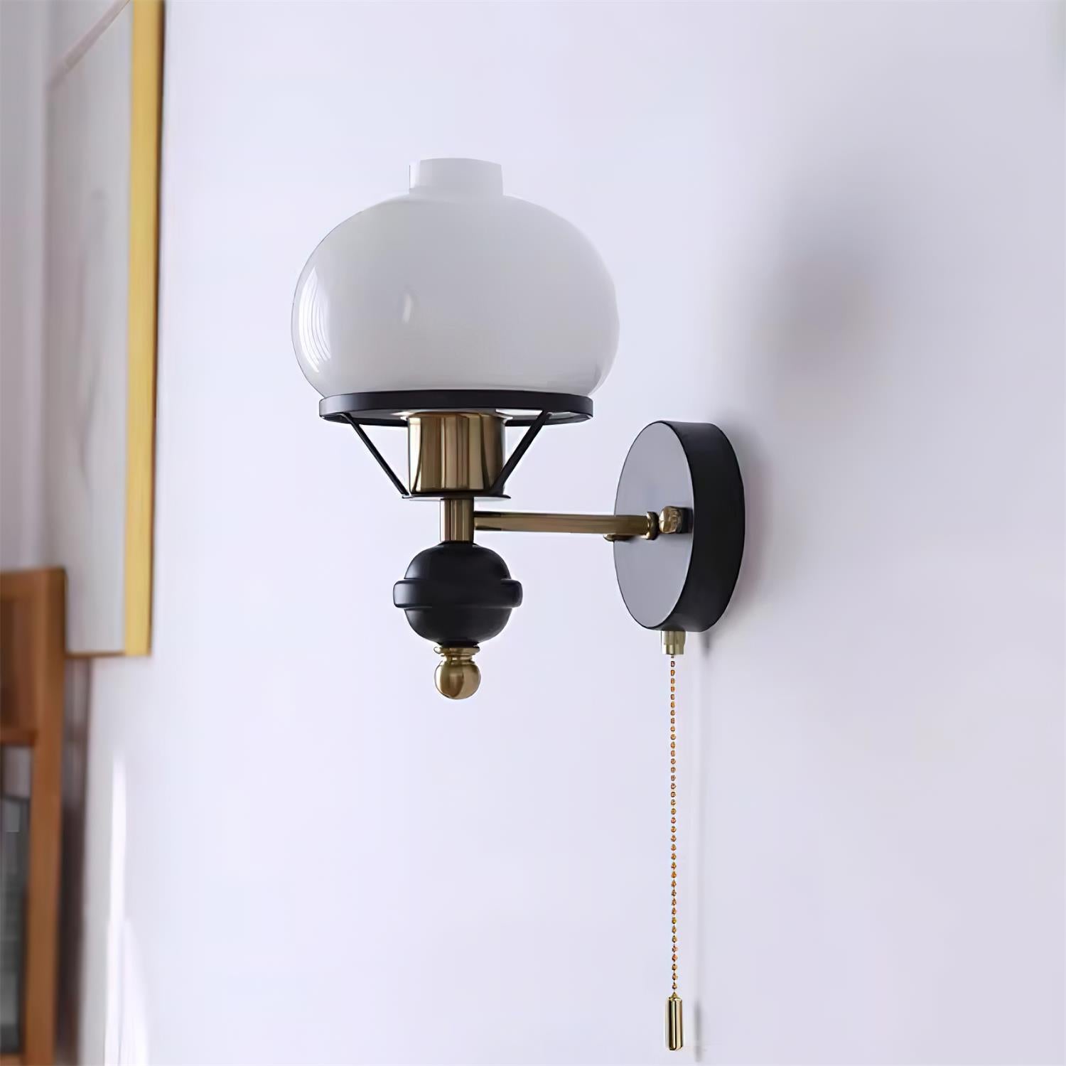 Aurum Applique Murale Noire Avec Interrupteur À Chaînette - Neutralighting