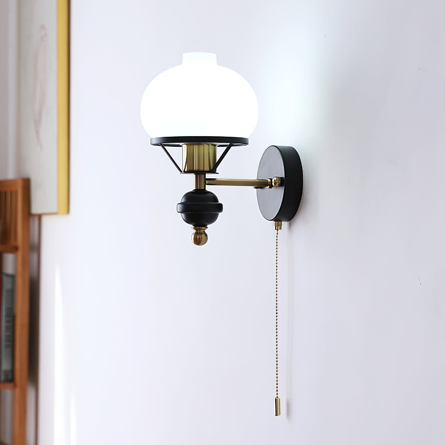 Aurum Applique Murale Noire Avec Interrupteur À Chaînette - Neutralighting