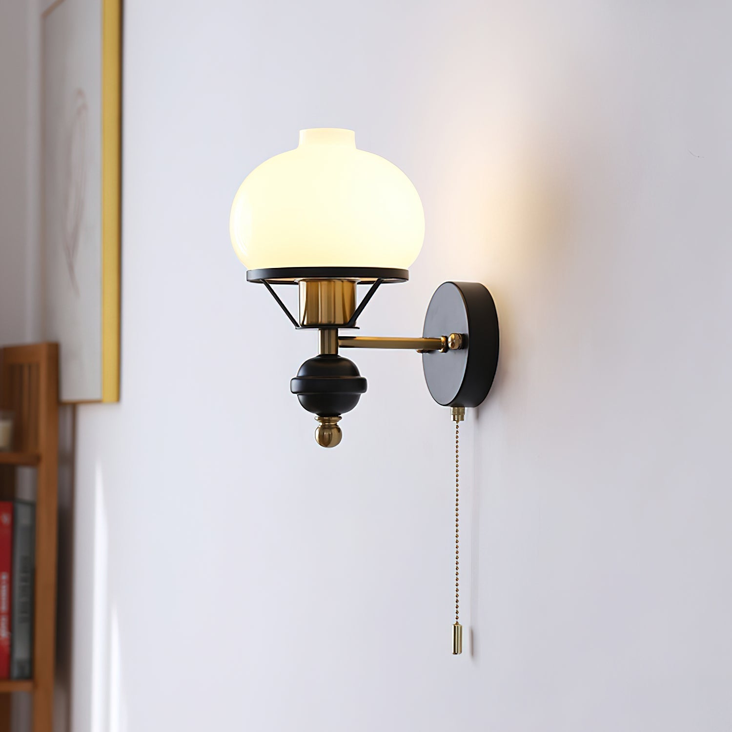 Aurum Applique Murale Noire Avec Interrupteur À Chaînette - Neutralighting