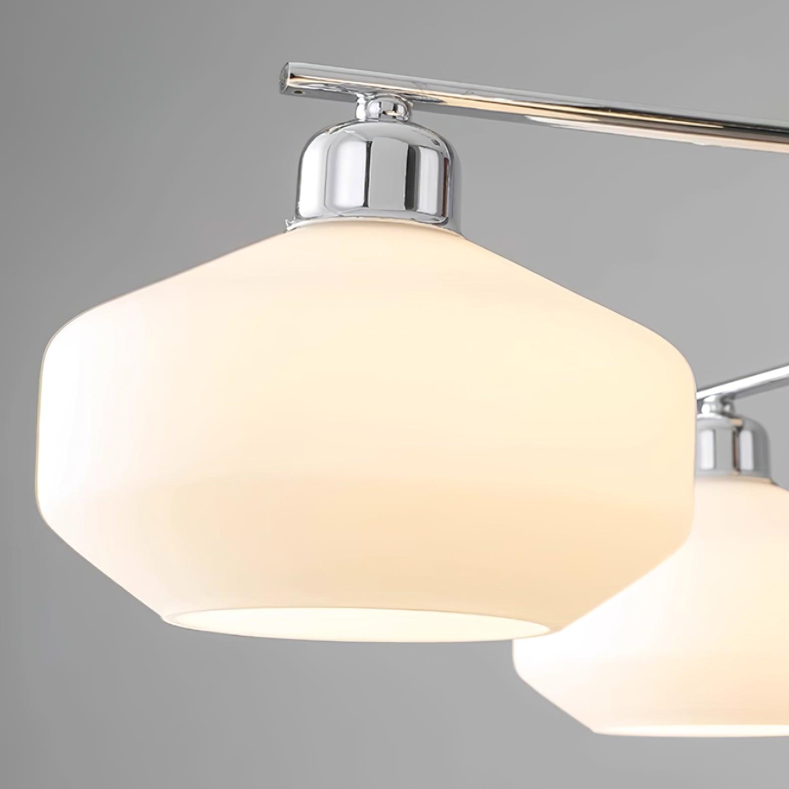 Lustra Lustre Bras en Chrome et Noyer Abat-jours en Verre Blanc Style Rétro - Neutralighting