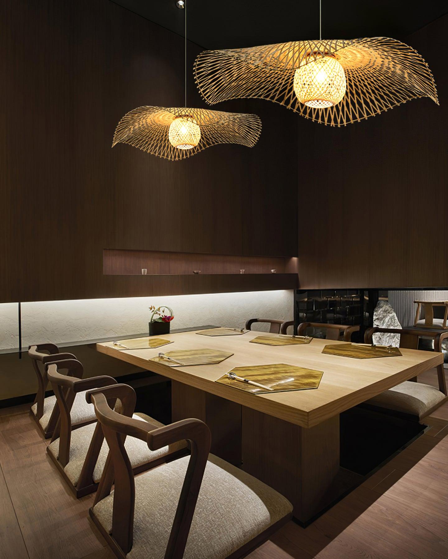 Dune Suspension Bambou Tressage Ouvert Naturel - Neutralighting