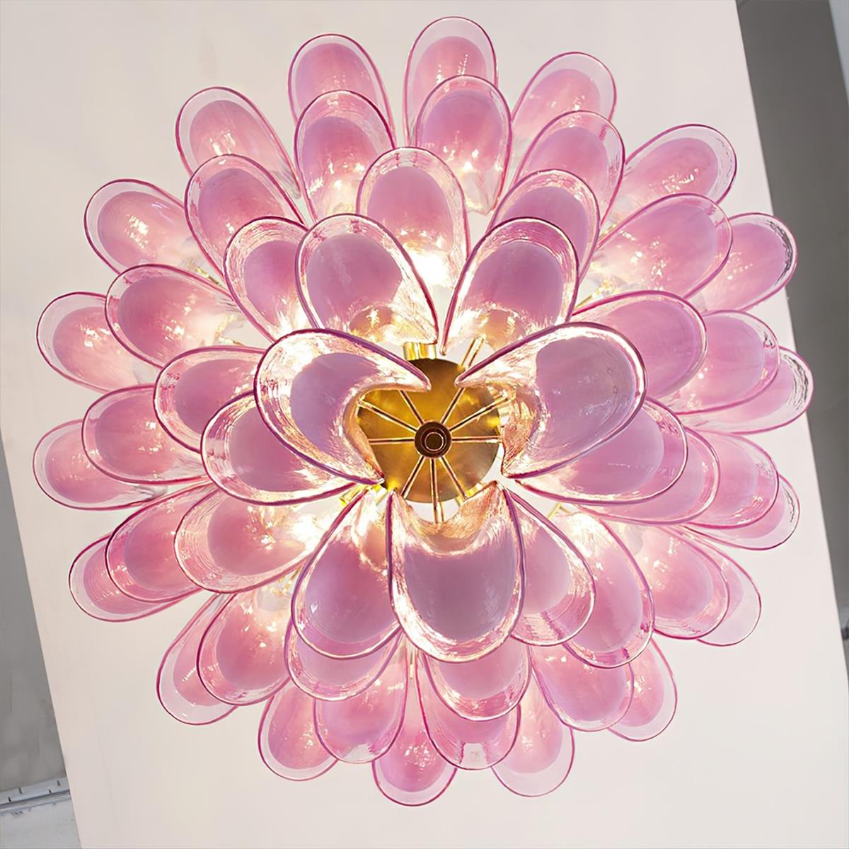 Barovier Lustre Cascade de Pétales en Verre Rose - Neutralighting