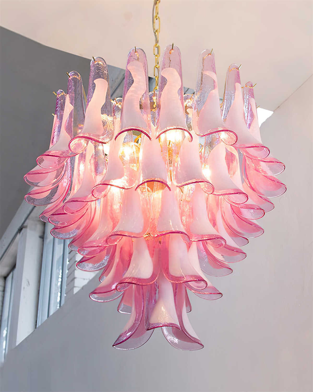 Barovier Lustre Cascade de Pétales en Verre Rose - Neutralighting