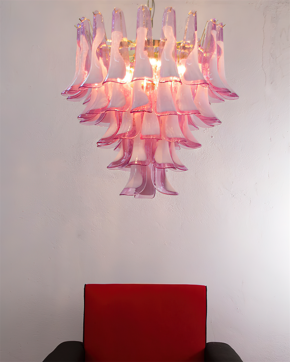 Barovier Lustre Cascade de Pétales en Verre Rose - Neutralighting