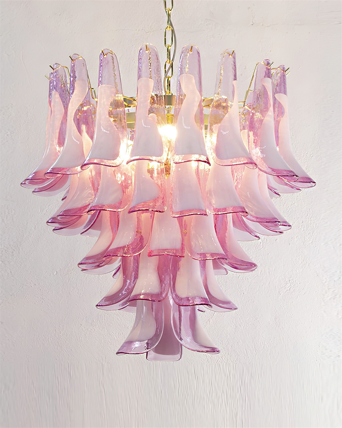 Barovier Lustre Cascade de Pétales en Verre Rose - Neutralighting