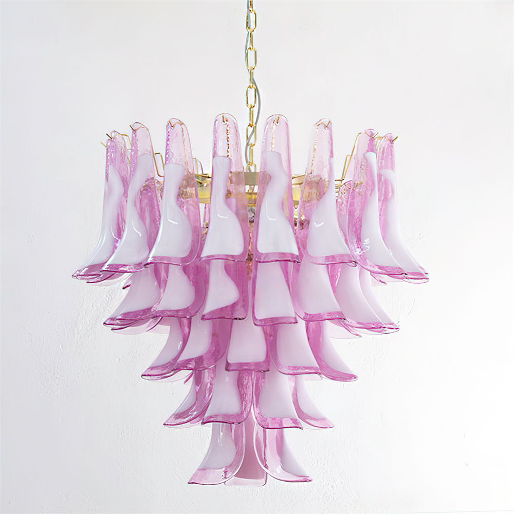 Barovier Lustre Cascade de Pétales en Verre Rose - Neutralighting