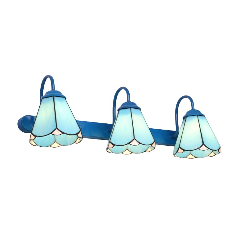 Tiffany Applique Murale Fleur Vintage, Métal, Noir/Bleu/Blanc, Salle de Bain - Neutralighting