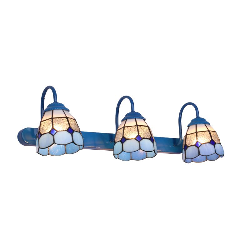 Tiffany Applique Murale Fleur Vintage, Métal, Noir/Bleu/Blanc, Salle de Bain - Neutralighting
