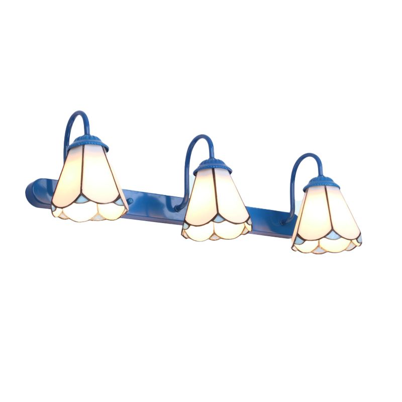 Tiffany Applique Murale Fleur Vintage, Métal, Noir/Bleu/Blanc, Salle de Bain - Neutralighting
