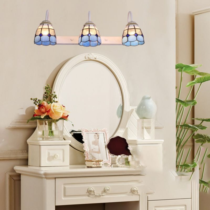 Tiffany Applique Murale Fleur Vintage, Métal, Noir/Bleu/Blanc, Salle de Bain - Neutralighting