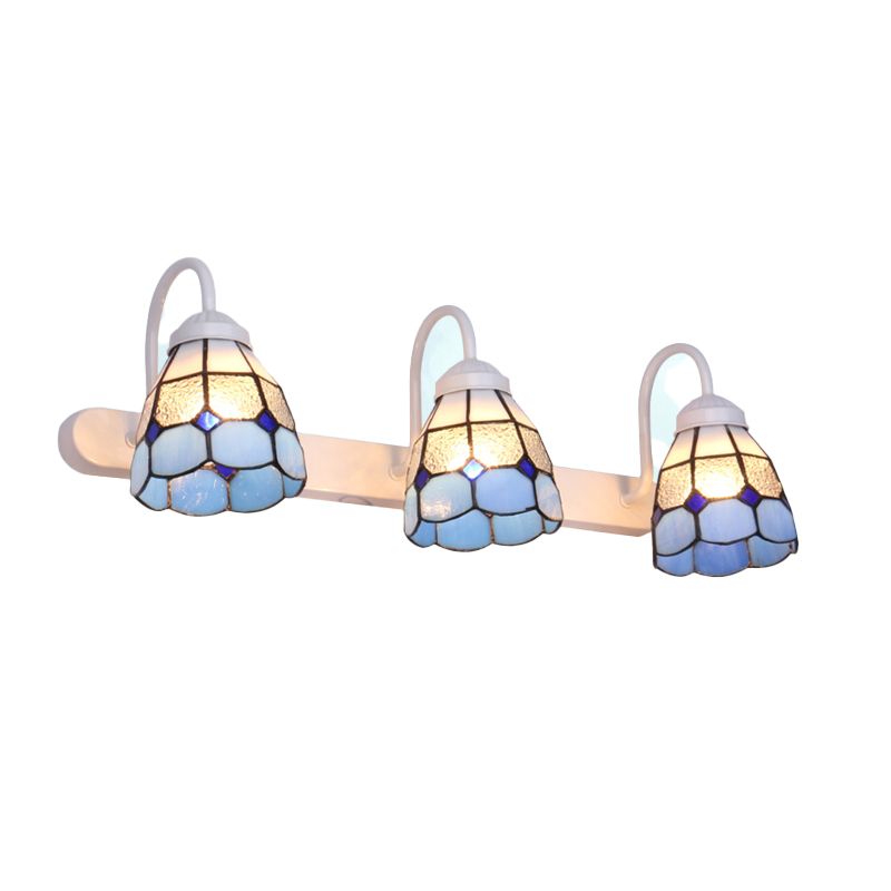 Tiffany Applique Murale Fleur Vintage, Métal, Noir/Bleu/Blanc, Salle de Bain - Neutralighting